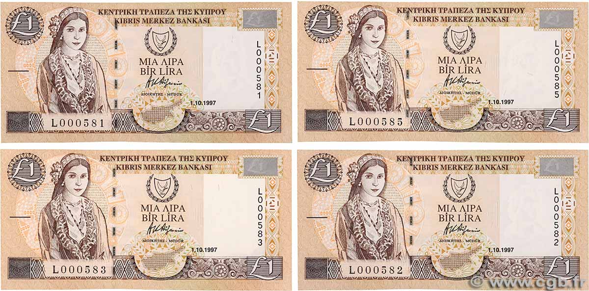 1 Pound Lot CHYPRE  1997 P.60a NEUF