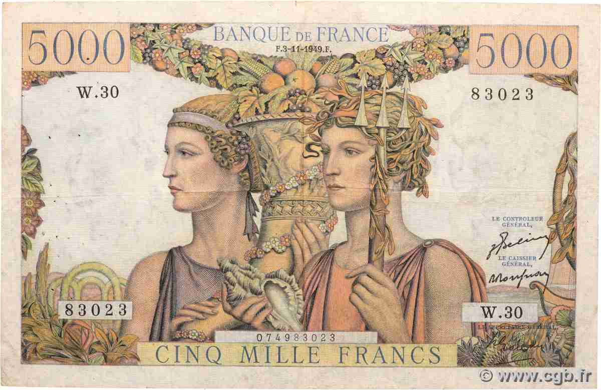 5000 Francs TERRE ET MER FRANCIA  1949 F.48.02 MB