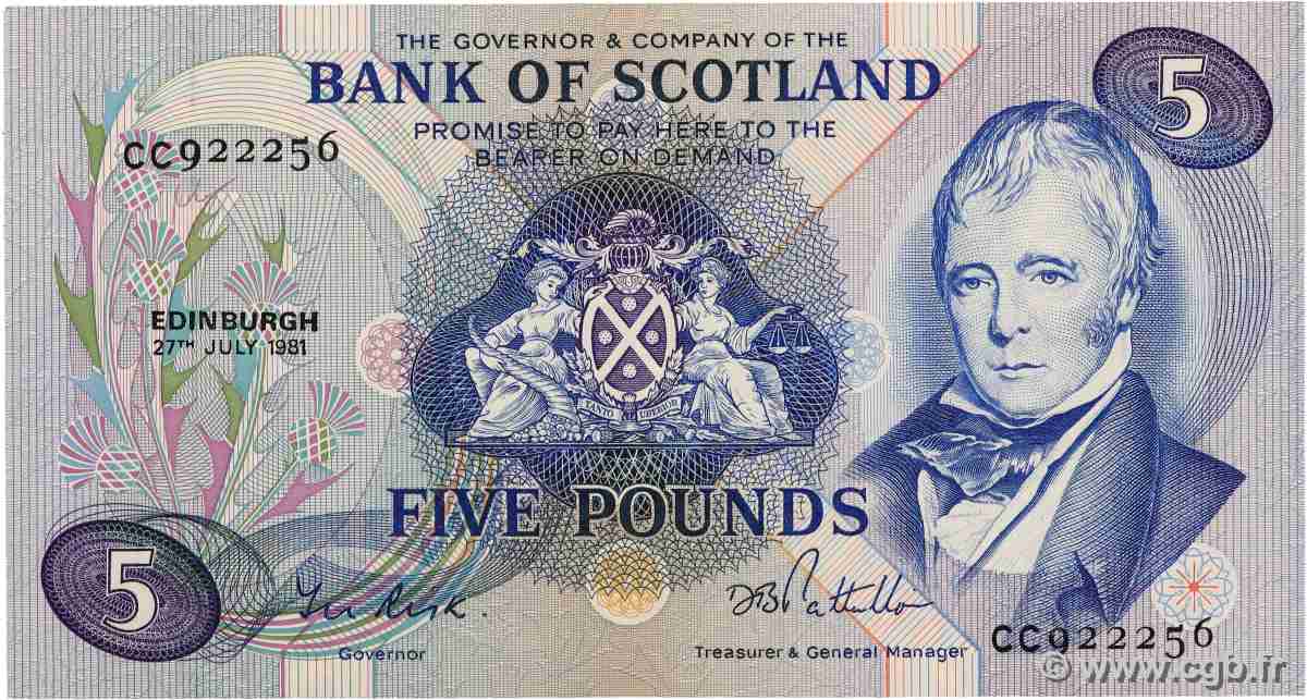 5 Pounds SCOTLAND  1981 P.112e VF+