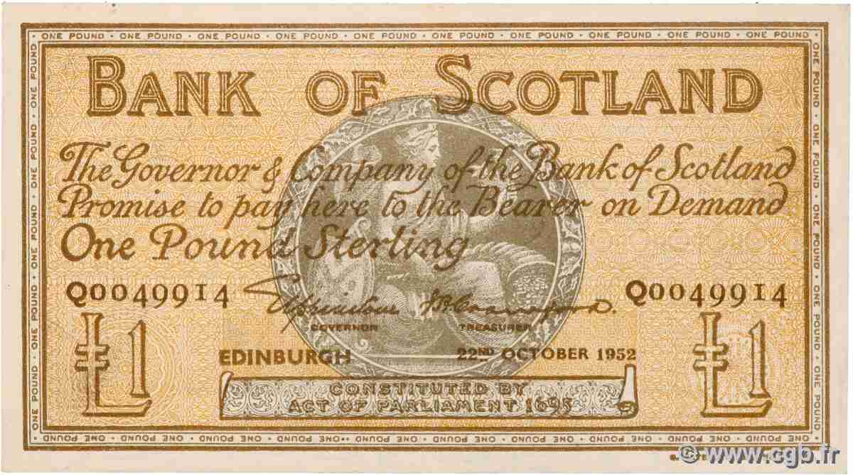 1 Pound ÉCOSSE  1952 P.096b SUP