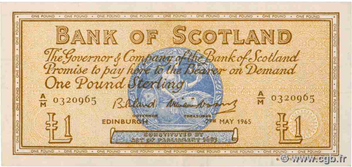 1 Pound SCOTLAND  1965 P.102b VF+
