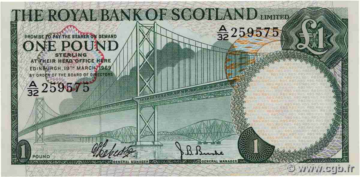 1 Pound SCOTLAND  1969 P.329a UNC-