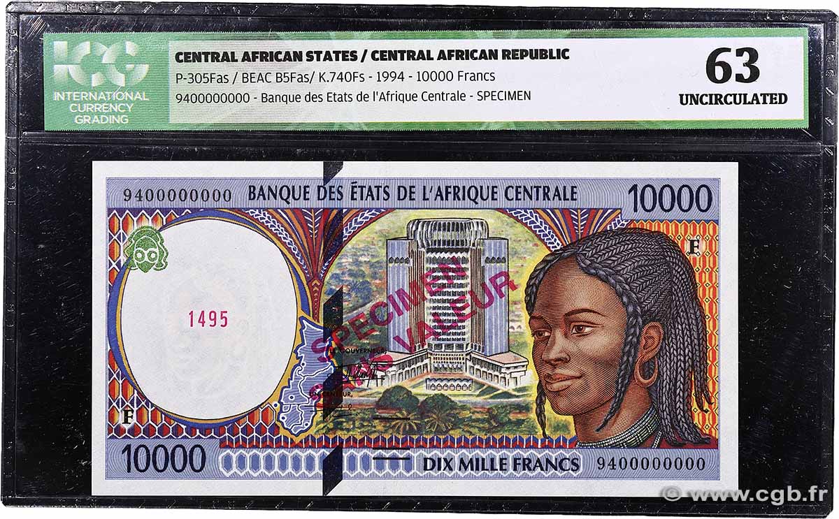 10000 Francs type 1994F Spécimen ZENTRALAFRIKANISCHE REPUBLIK  1994 A.200FaS fST+
