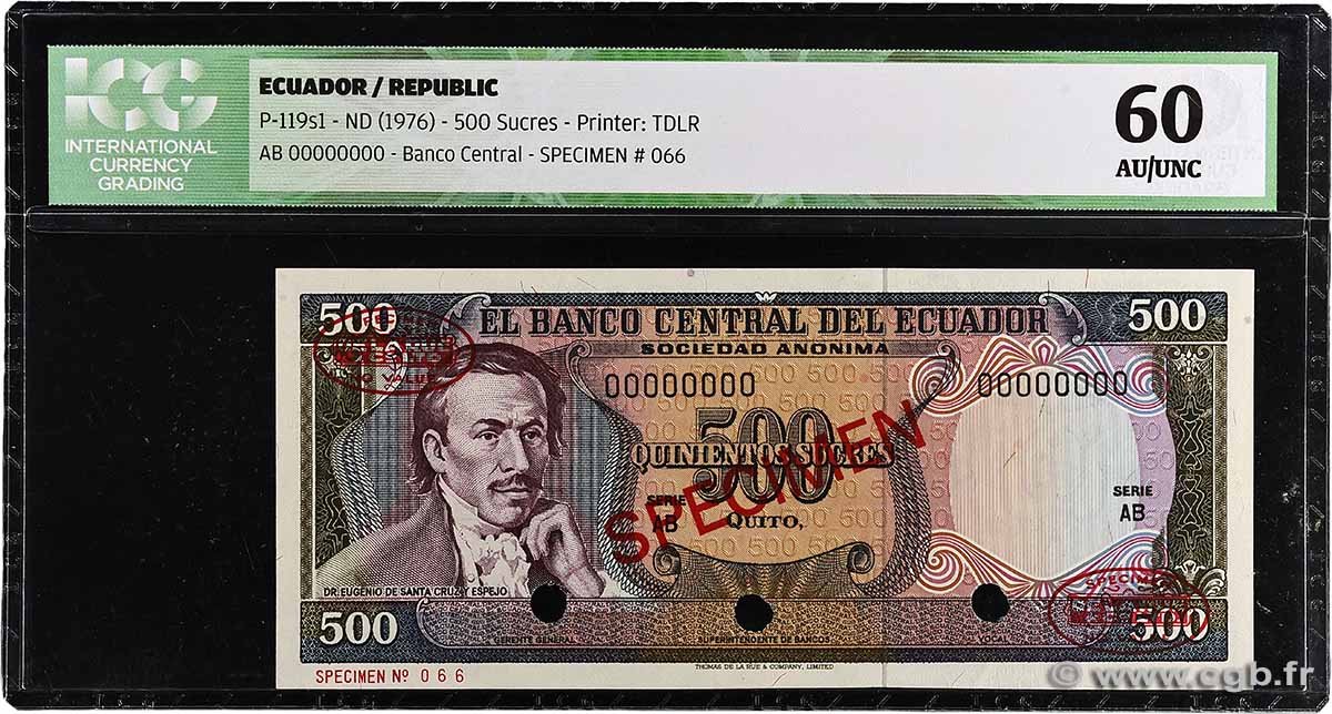 500 Sucres Spécimen ÉQUATEUR  1976 P.119s1 pr.NEUF