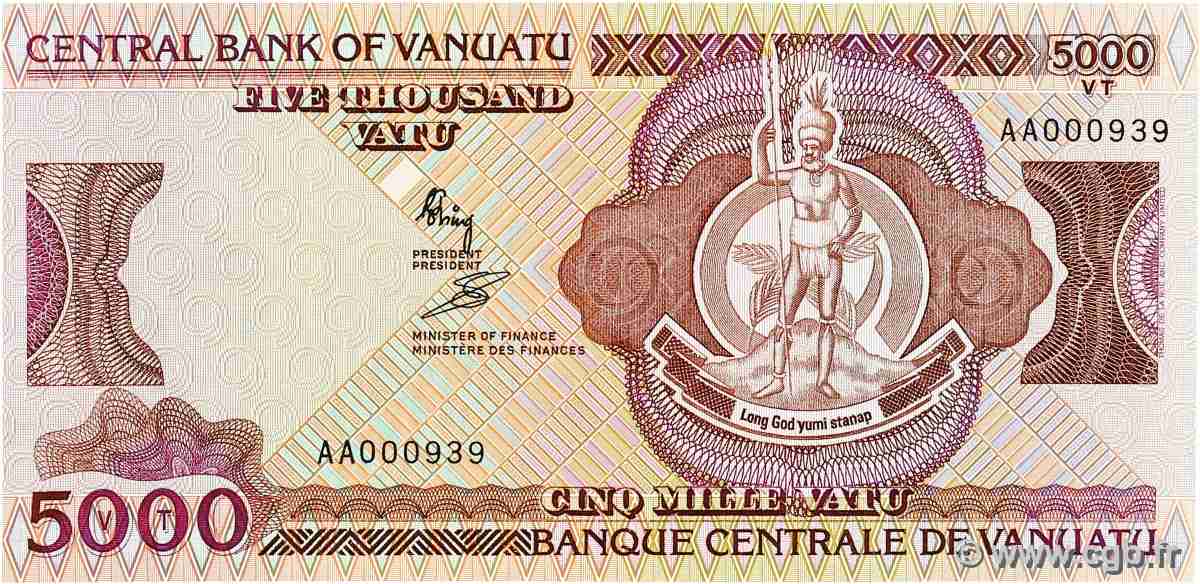 5000 Vatu Petit numéro VANUATU  1989 P.04 pr.NEUF