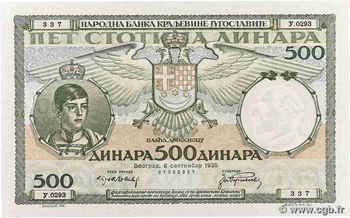 500 Dinara YOUGOSLAVIE  1935 P.032 NEUF