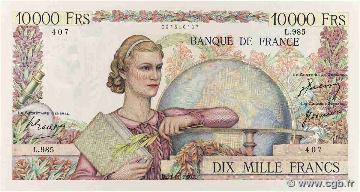 10000 Francs GÉNIE FRANÇAIS FRANCE  1950 F.50.42 pr.SPL