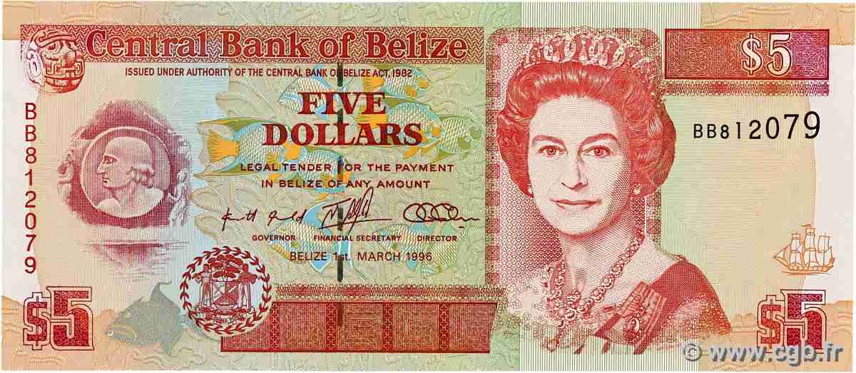 5 Dollars BELIZE  1996 P.58 q.FDC
