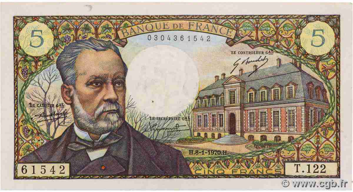 5 Francs PASTEUR FRANCE  1970 F.61.12 VF