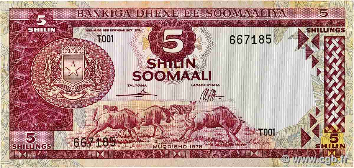 5 Shilin SOMALIA  1978 P.20A fST+