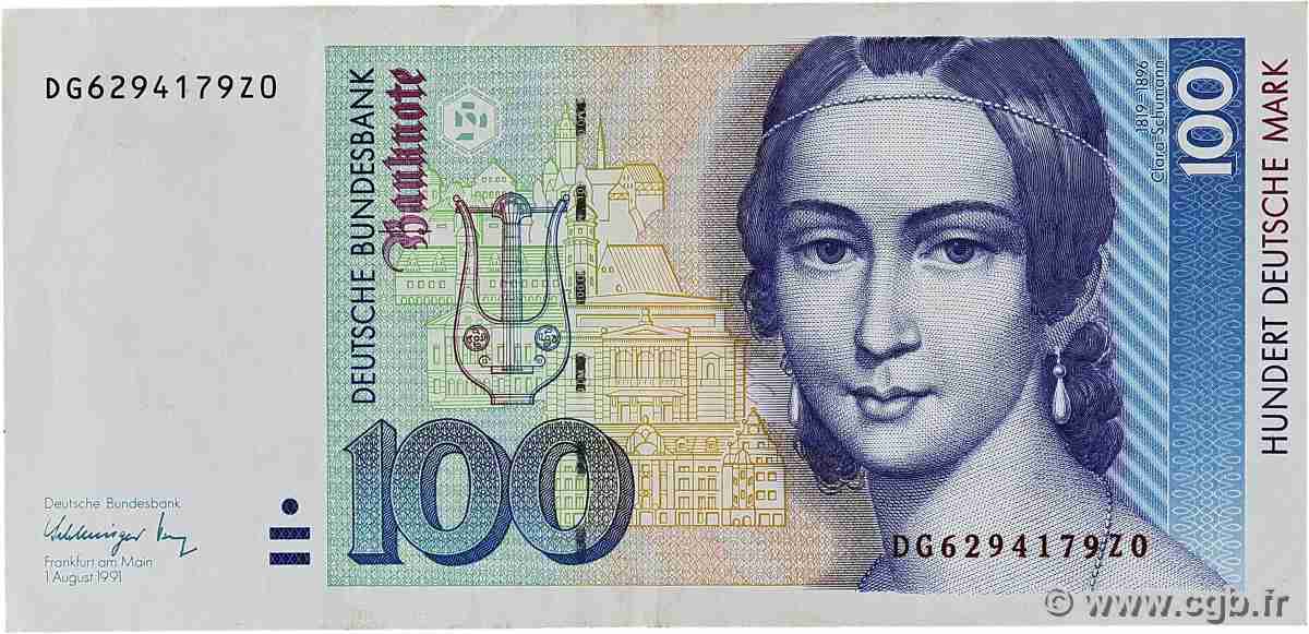 100 Deutsche Mark GERMAN FEDERAL REPUBLIC  1991 P.41b VF+