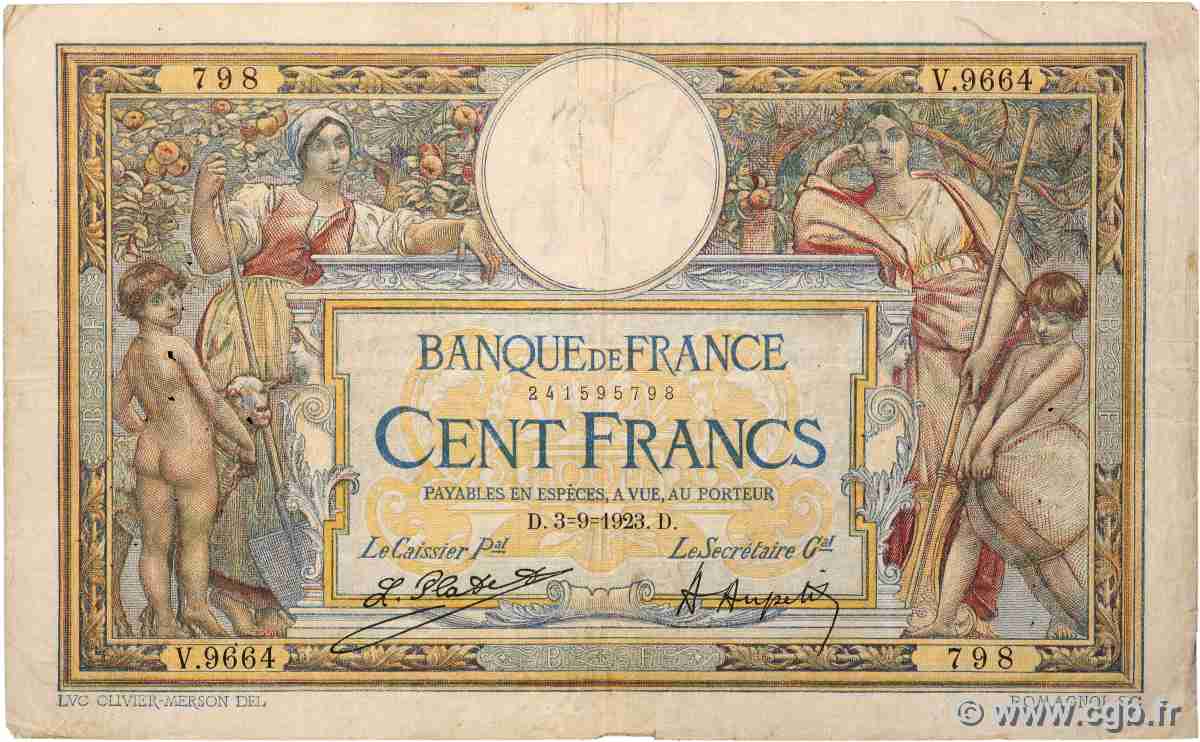 100 Francs LUC OLIVIER MERSON sans LOM FRANCE  1923 F.23.16 F