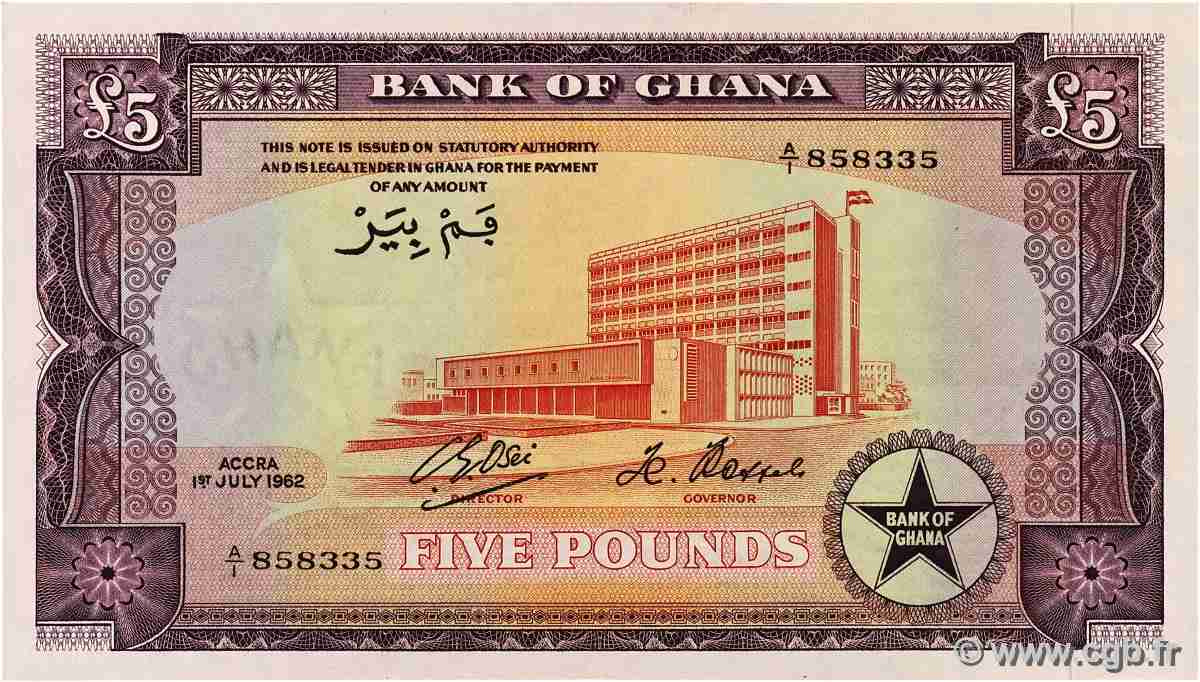 5 Pounds GHANA  1962 P.03d pr.NEUF