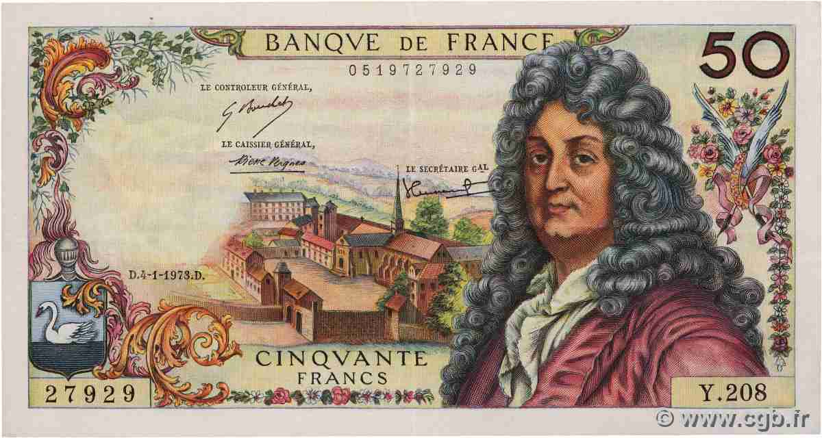 50 Francs RACINE FRANCE  1973 F.64.22 XF-