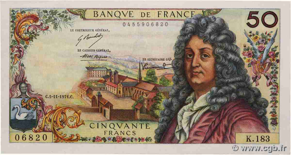 50 Francs RACINE FRANCE  1971 F.64.19 VF+