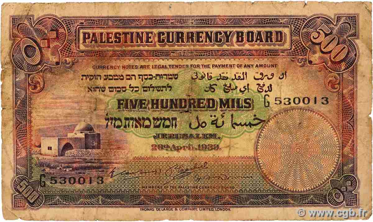500 Mils PALESTINE  1939 P.06c B+