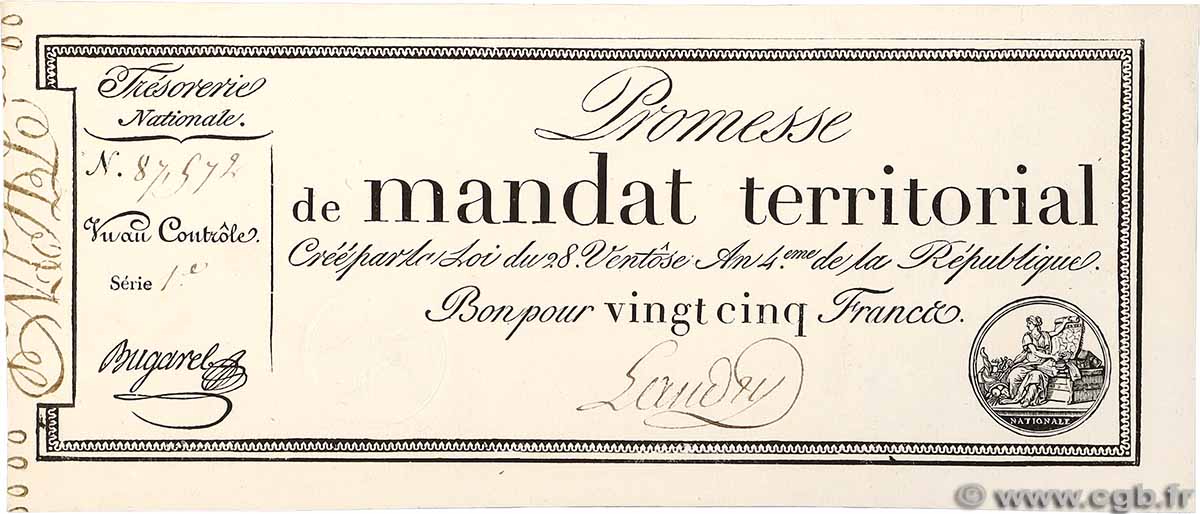 25 Francs avec série FRANKREICH  1796 Ass.59b fST+