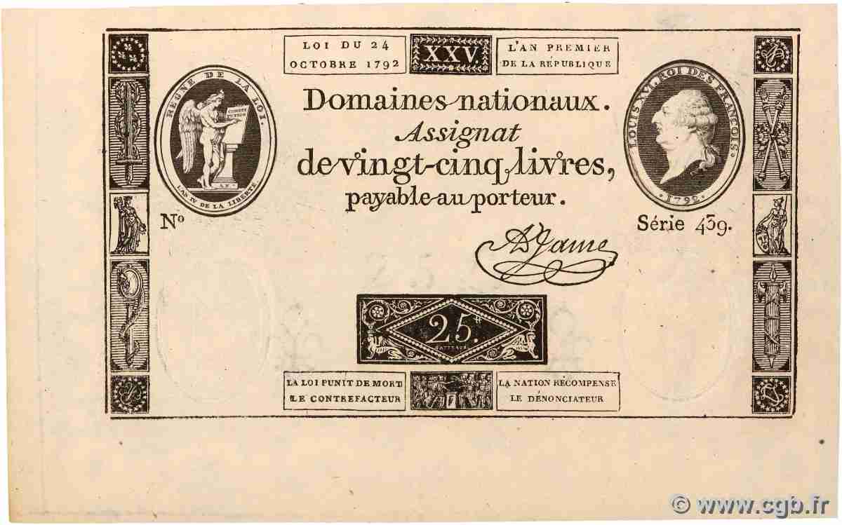 25 Livres FRANCE  1792 Ass.37a UNC-