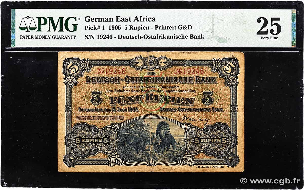5 Rupien Deutsch Ostafrikanische Bank  1905 P.01 SS