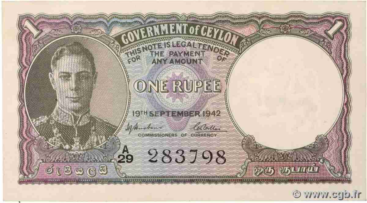 1 Rupee CEYLON  1942 P.34 ST