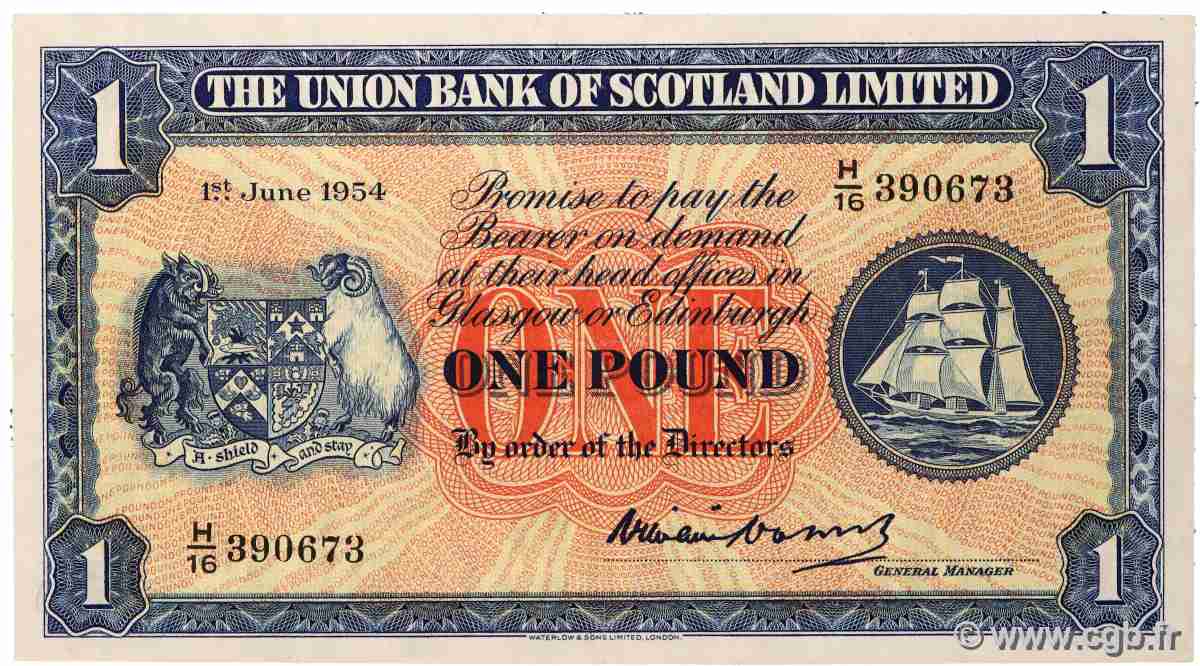 1 Pound ÉCOSSE  1954 PS.816b TTB+