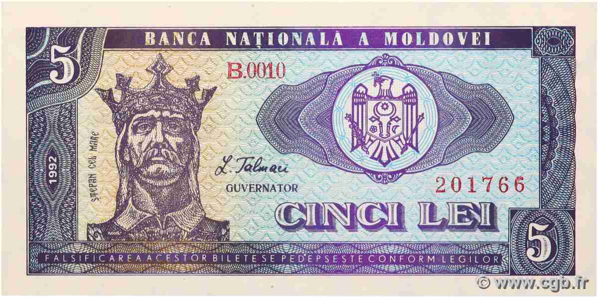 5 Lei MOLDAVIE  1992 P.06 NEUF