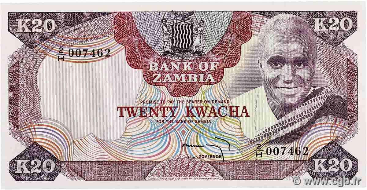 20 Kwacha ZAMBIA  1974 P.18a UNC