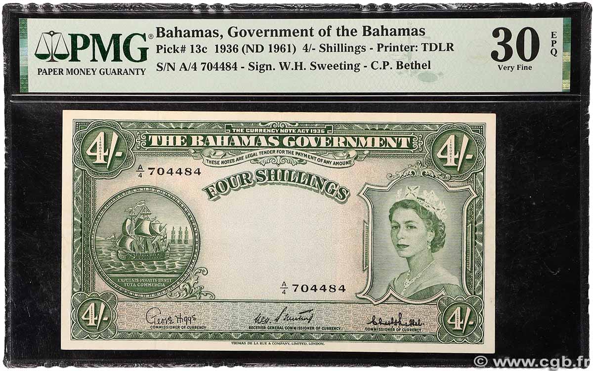 4 Shillings BAHAMAS  1953 P.13c BB