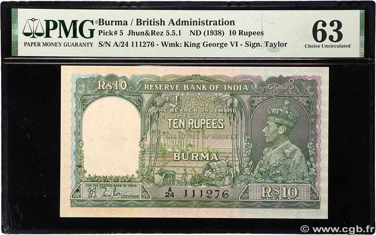 10 Rupees BIRMANIE  1938 P.05 pr.NEUF