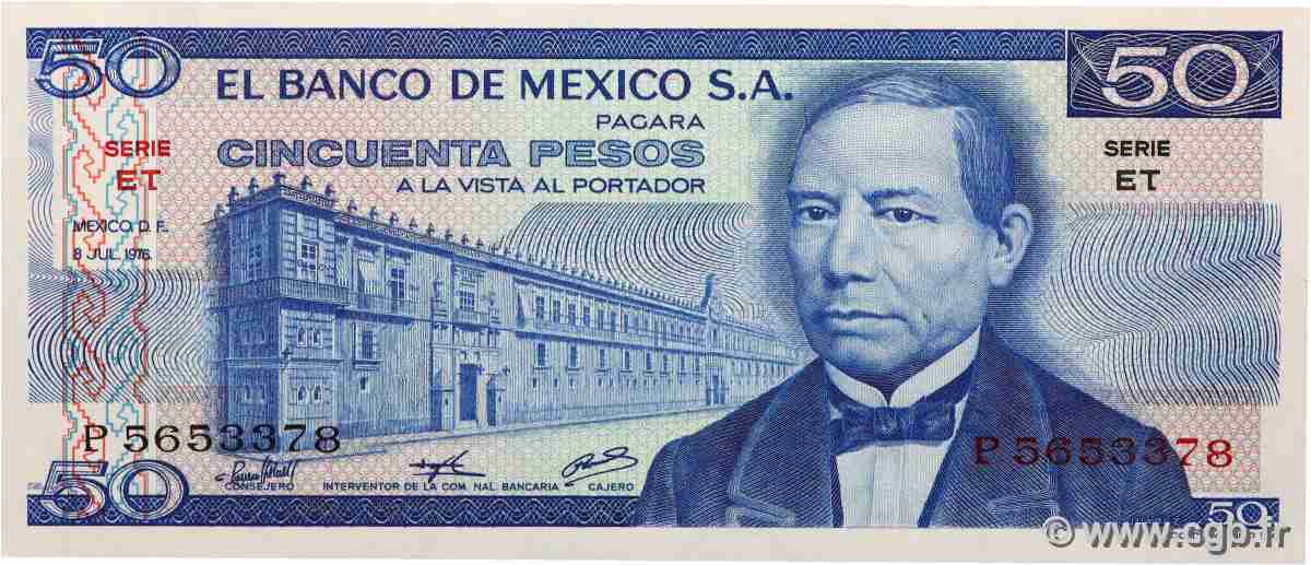 50 Pesos MEXICO  1976 P.065b UNC