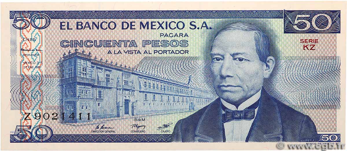 50 Pesos MEXICO  1981 P.073 FDC