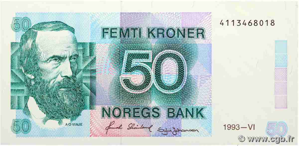 50 Kroner NORVÈGE  1993 P.42e fST