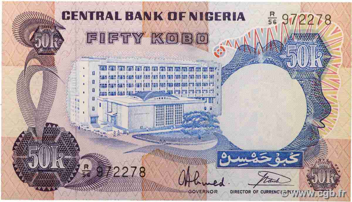 50 Kobo NIGERIA  1973 P.14g pr.NEUF
