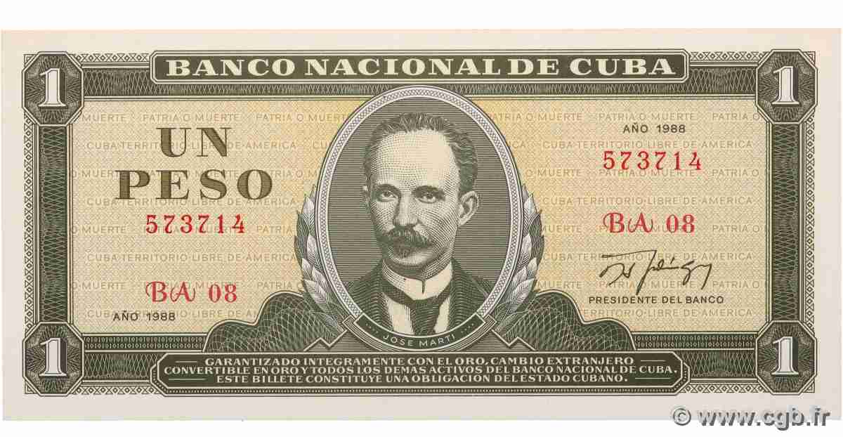 1 Peso CUBA  1988 P.102d UNC