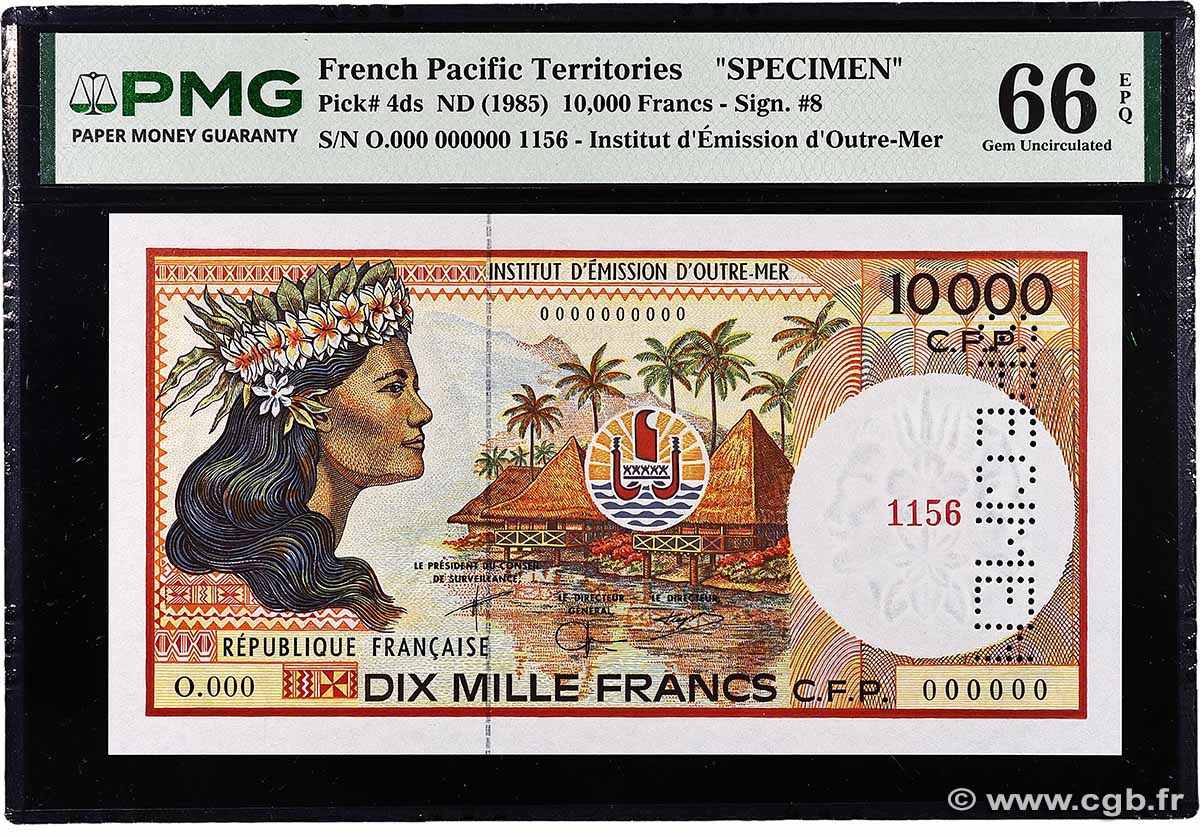 10000 Francs Spécimen POLYNÉSIE, TERRITOIRES D&nbsp;OUTRE MER  2004 P.04ds NEUF