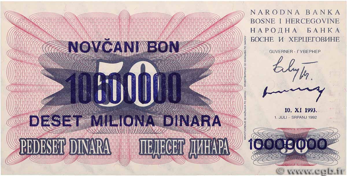 10000000 Dinara BOSNIE HERZÉGOVINE  1993 P.036 NEUF