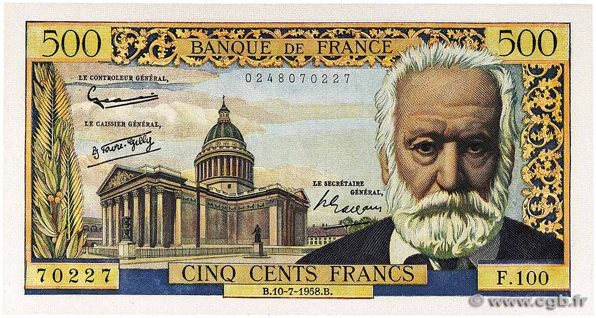 500 Francs VICTOR HUGO FRANCE  1958 F.35.09 UNC
