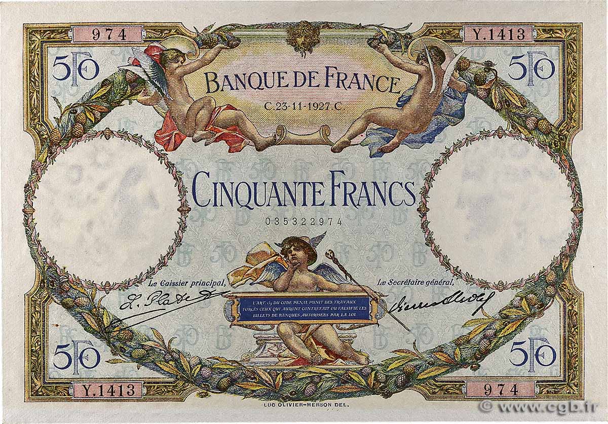 50 Francs LUC OLIVIER MERSON FRANCE  1927 F.15.01 XF+