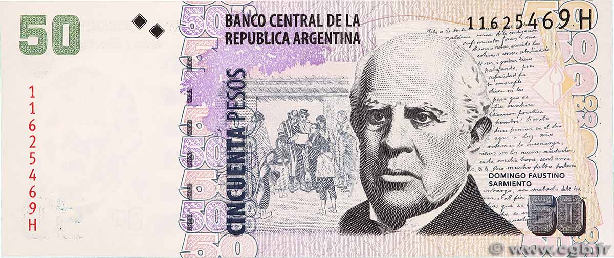 50 Pesos ARGENTINA  1999 P.356 UNC
