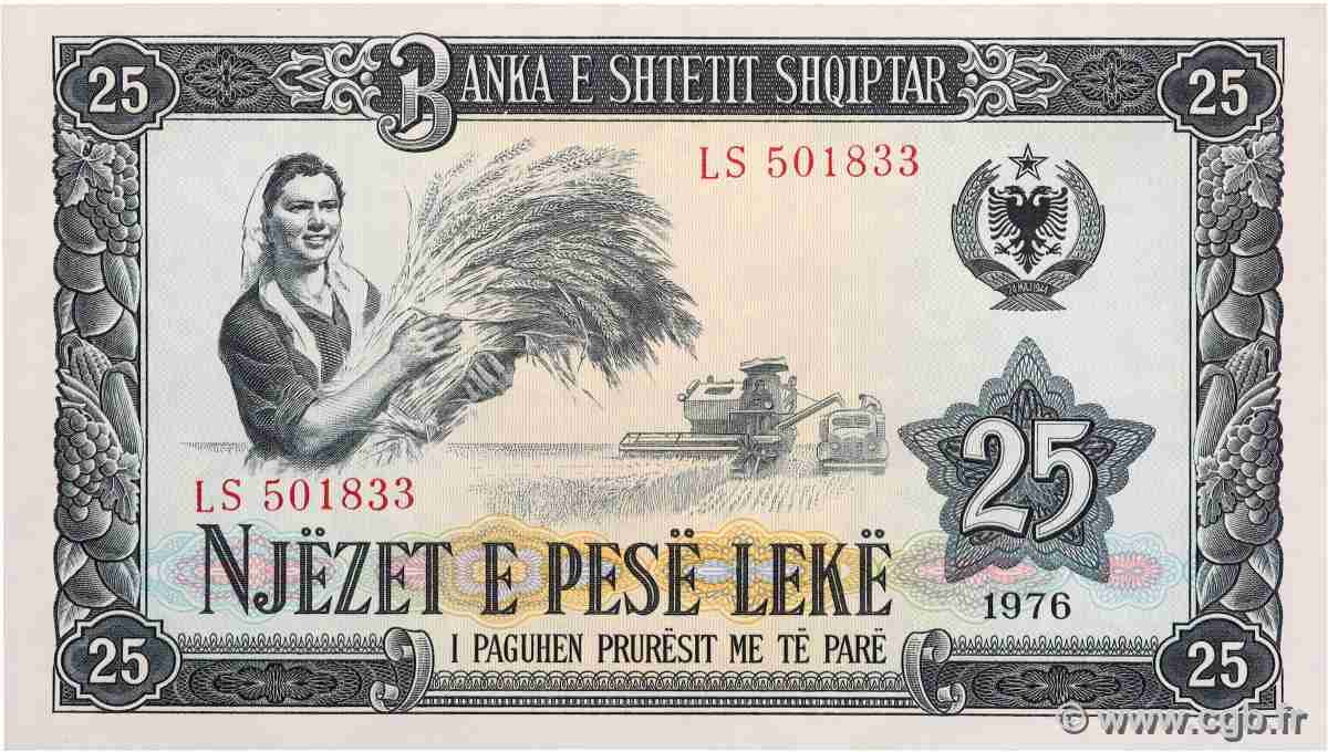 25 Leke ALBANIE  1976 P.44a NEUF