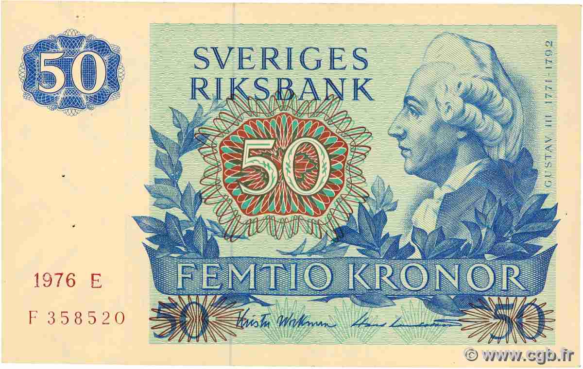 50 Kronor SUÈDE  1976 P.53b TTB