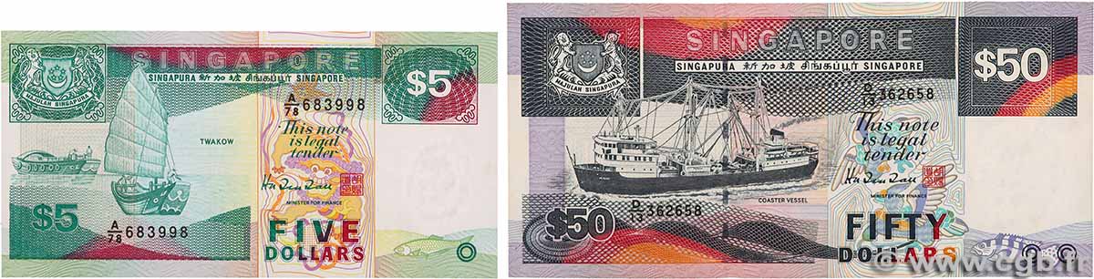 5 et 50 Dollars Lot SINGAPORE  1997 P.35 et P.36 UNC