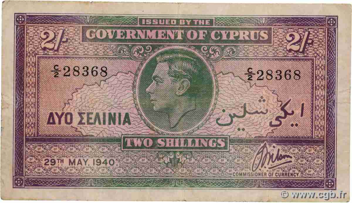 2 Shillings CYPRUS  1940 P.21 F