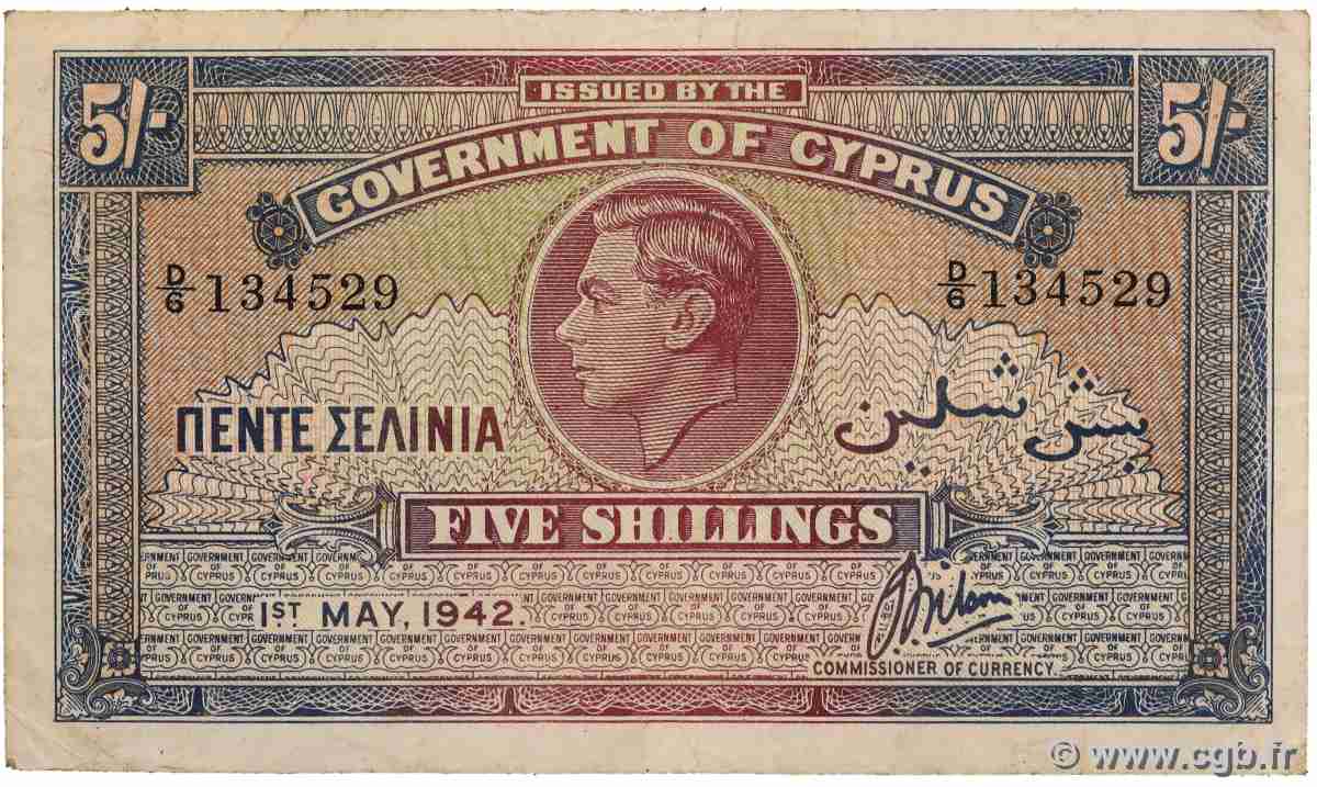 5 Shillings CYPRUS  1942 P.22 F