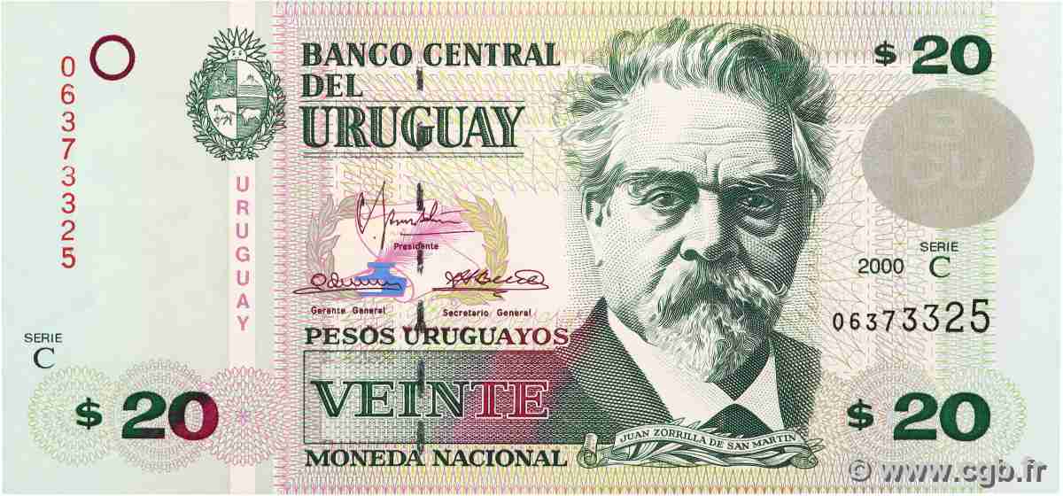 20 Pesos Uruguayos URUGUAY  2000 P.083a ST