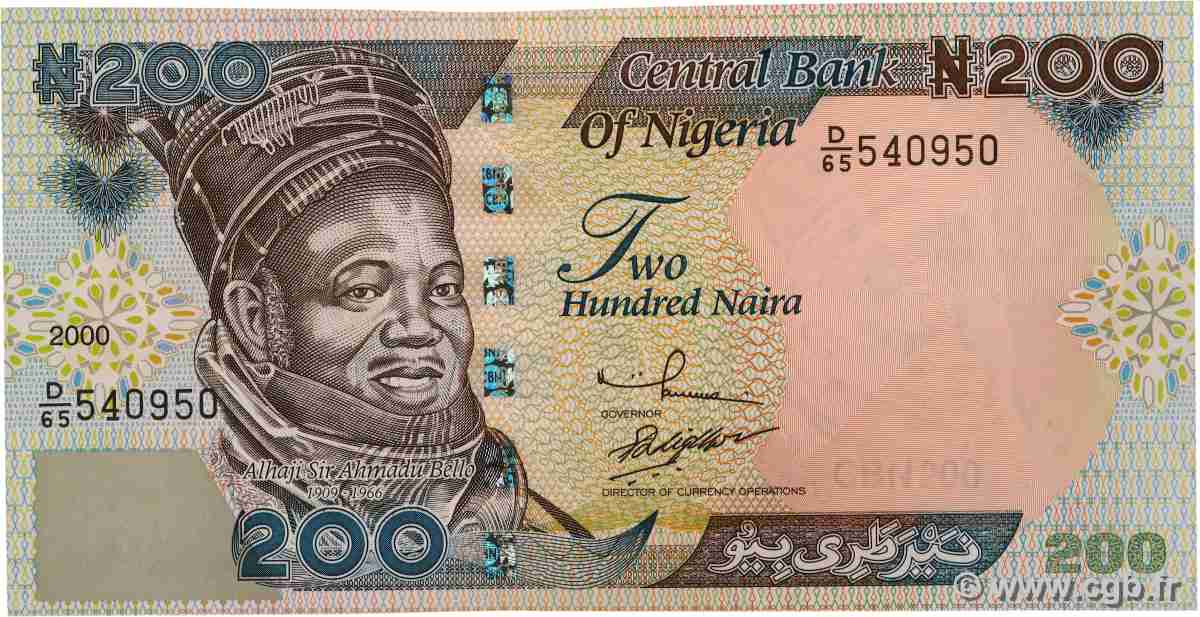 200 Naira NIGERIA  2000 P.29 UNC