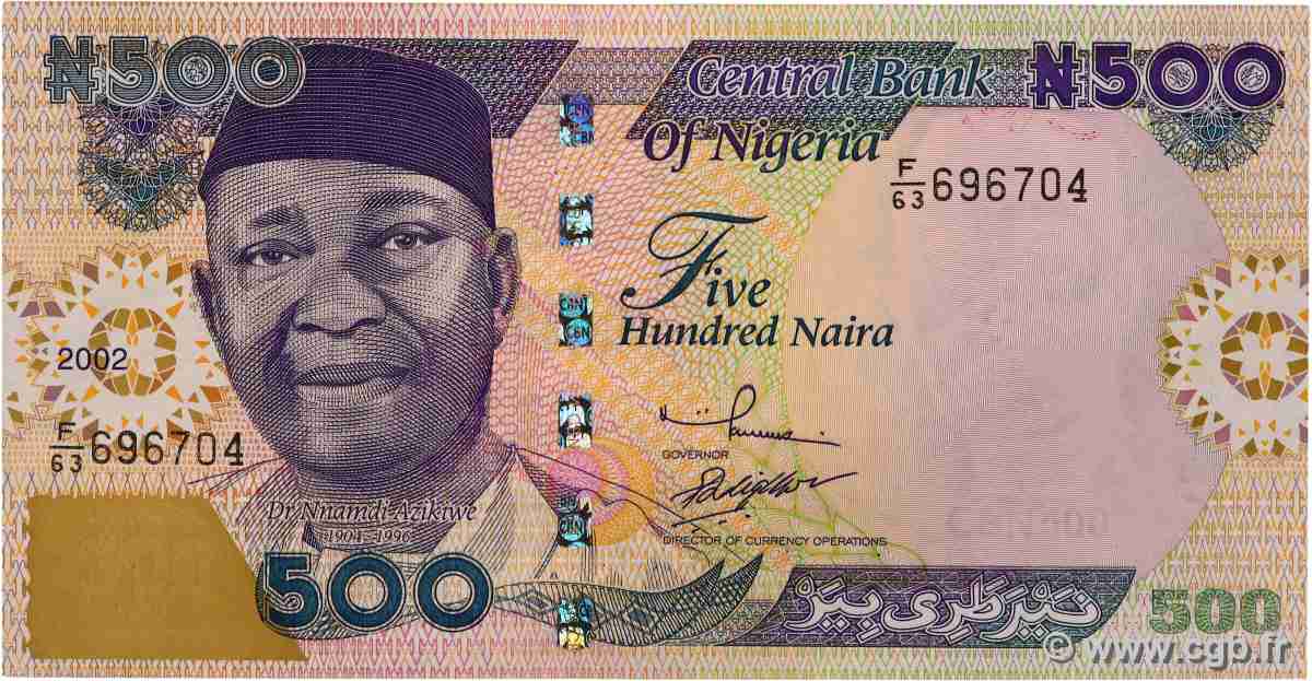 500 Naira NIGERIA  2002 P.30a UNC-