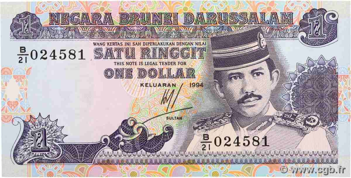 1 Ringgit - 1 Dollar BRUNEI  1994 P.13b ST
