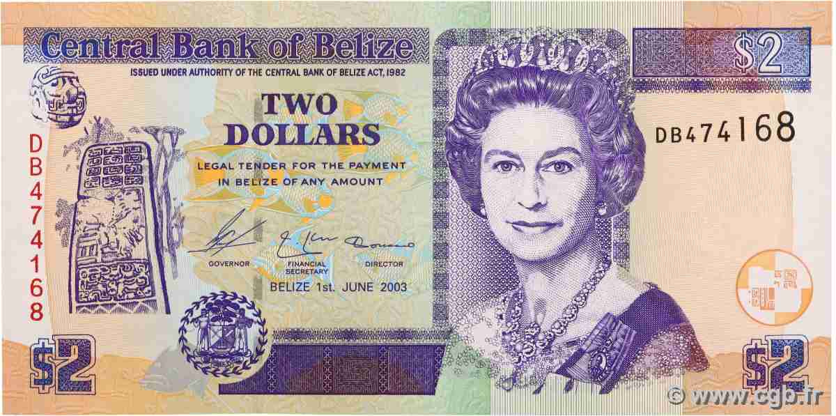2 Dollars BELIZE  2003 P.66a NEUF