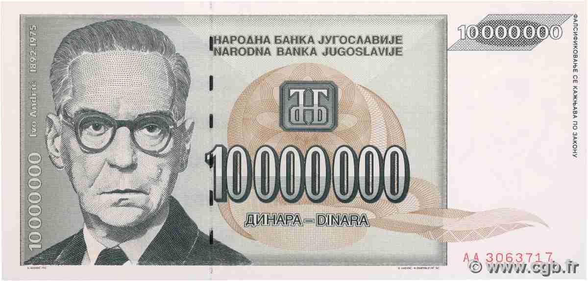 10000000 Dinara JUGOSLAWIEN  1993 P.122 ST